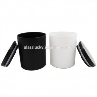 Empty black candle jars for candle making and frosted candle jar with wooden lid