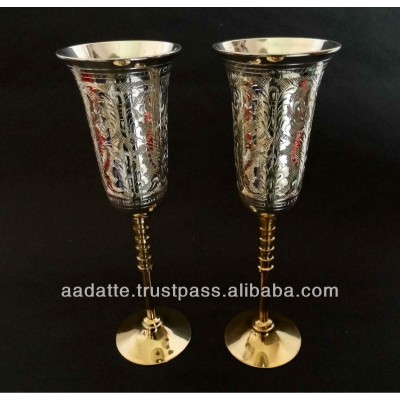 2014 Hot design gift low price metal wine glass gold and silver plated goblets