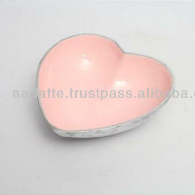 Aluminium Pink Heart Dish Enamel Sauce Bowl