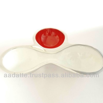 Joint Three Bowls Aluminium Enamel Dip Server Sauce Tray