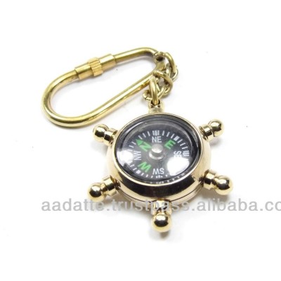 Marine Brass Wheel Compass Indian Factory Made High Quality Nautical Keychain