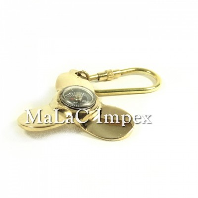 Handmade Brass Propeller Compass Brass Nautical Keyring