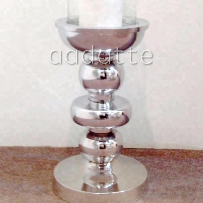 Wholesale aluminium mirror finish tall hurricane pillar holder