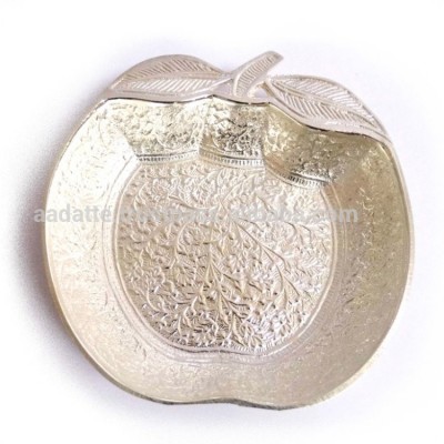 Low price wedding gift item return gift home decoration brass silver plated fruit tray