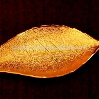 New design 2015 corporate gift item, return gift, home decoration silver leaf style plated tray