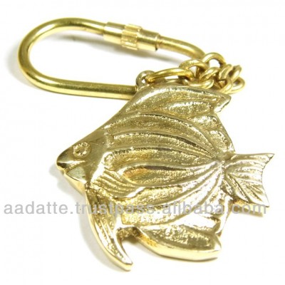 Ocean Life Solid Brass Fish Nautical Keyring