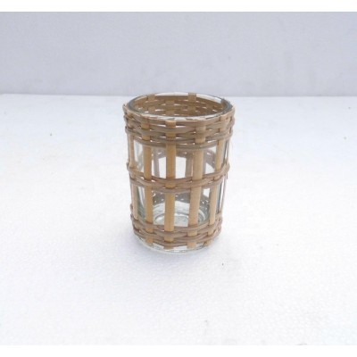 Indian made new design high quality bamboo wrapped Tealight holder Votive