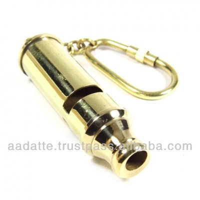 Brass Keychain Scouts Whistle Brass Whistle Nautical Key Chain Whistle