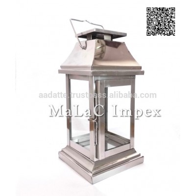 Durable Rectangular Stainless Steel Glass Candle Lantern