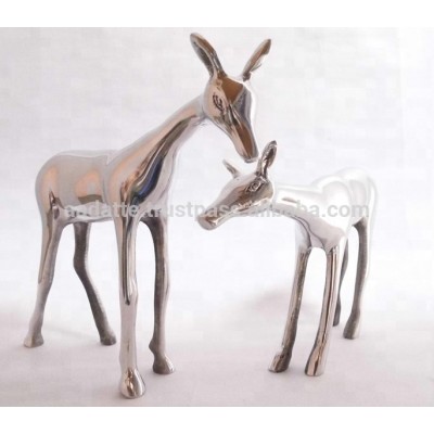 Deer figurine set aluminium bright finish Christmas decoration deer