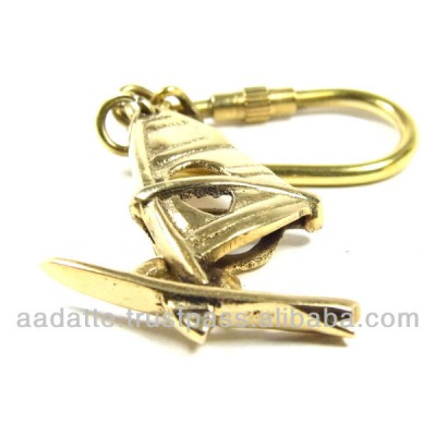 Indian Factory Made Solid Brass Swimming Sail Boat Nautical keychain