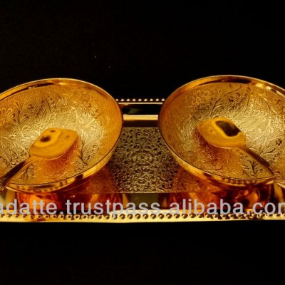 Gold plated gift item beautiful Moradabad manufacturer low price gold plated bowls