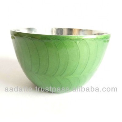 Food grade aluminium stylish serving green enamel bowl